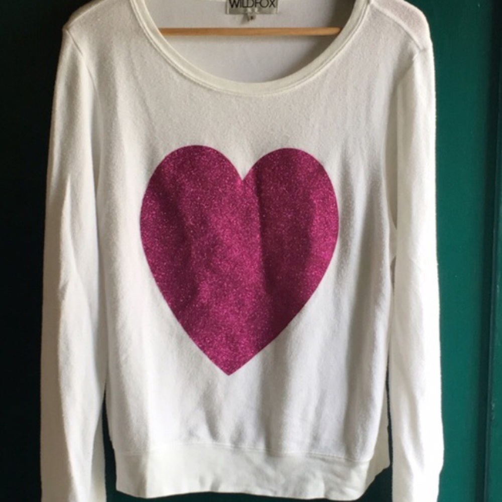 Wildfox baggy beach jumper red - red sparkle heart